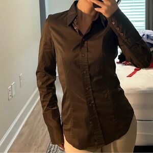 HUGO Brown Tailored Dress Shirt Professional Fit